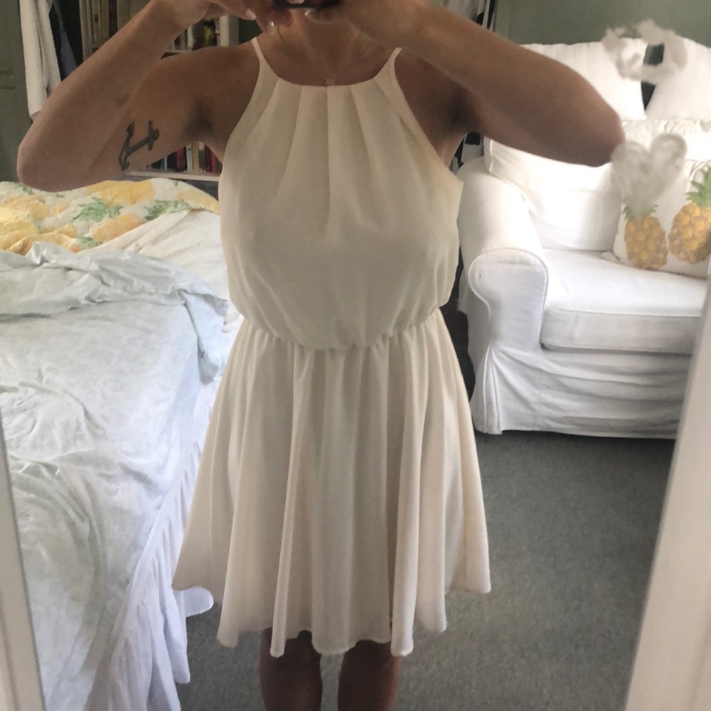Miami Cream Halter neck chiffon dress